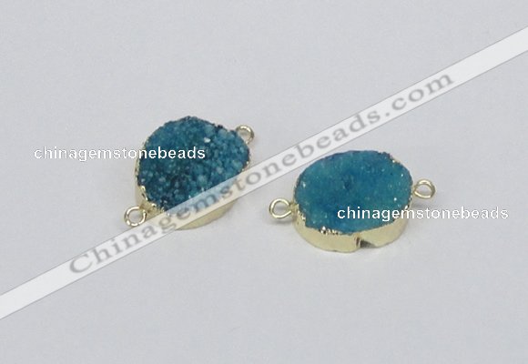 NGC862 15*20mm oval druzy agate gemstone connectors wholesale