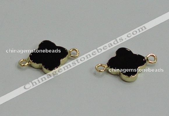 NGC870 18mm flower black agate gemstone connectors wholesale