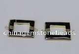 NGC872 30*40mm rectangle black agate gemstone connectors wholesale