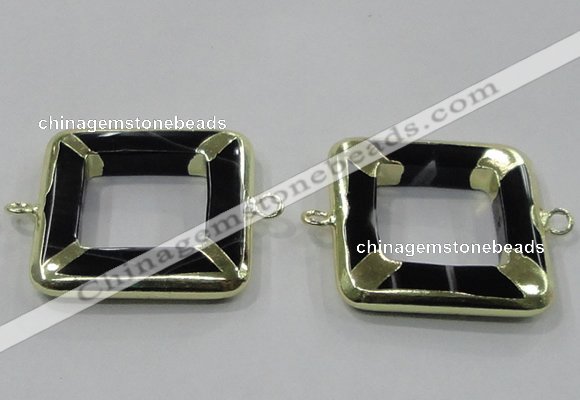 NGC885 35*35mm square black agate connectors wholesale