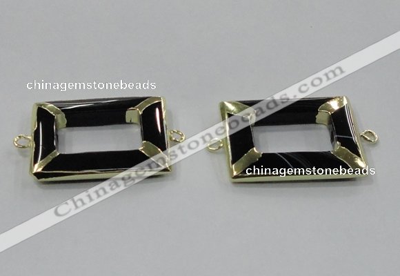 NGC886 30*40mm rectangle black agate connectors wholesale