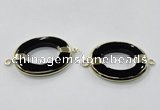 NGC888 30*40mm oval black agate connectors wholesale