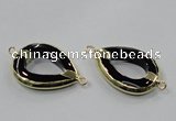 NGC889 30*40mm teardrop black agate connectors wholesale