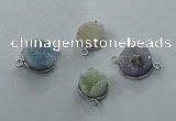 NGC89 12mm - 16mm flat round druzy agate connectors wholesale