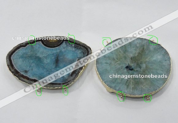 NGC906 60*70mm - 75*85mm freeform druzy agate connectors