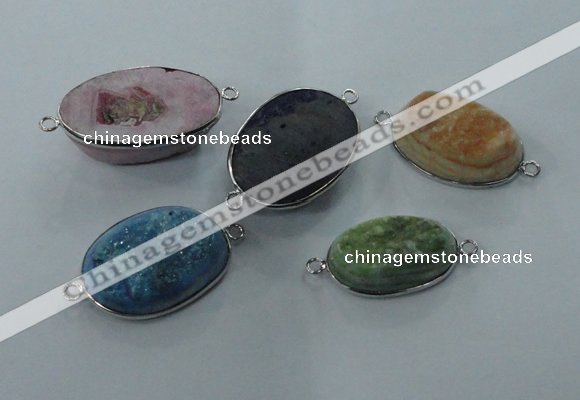 NGC91 15*20mm - 25*35mm oval druzy agate connectors wholesale