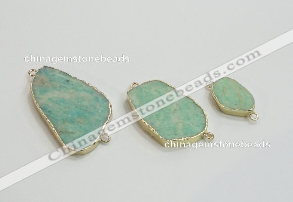 NGC950 15*20mm - 25*40mm freeform amazonite gemstone connectors