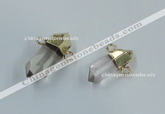 NGC978 8*25mm - 12*35mm faceted nuggets white crystal connectors