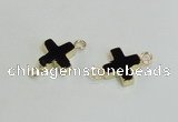 NGC987 15*15mm cross black agate gemstone connectors wholesale