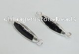 NGC988 8*30mm trihedron black agate gemstone connectors wholesale