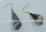 NGE03 15*30mm - 16*35mm freeform druzy amethyst earrings wholesale