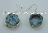 NGE07 20*25mm - 25*30mm freeform plated druzy agate earrings