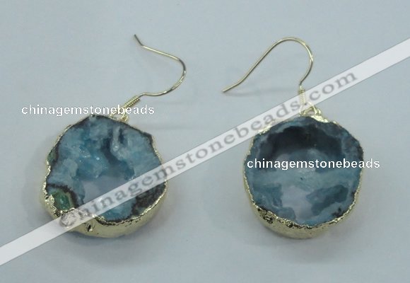 NGE07 20*25mm - 25*30mm freeform plated druzy agate earrings