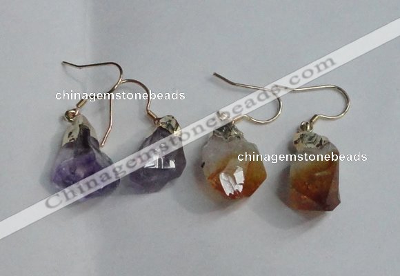 NGE10 13*18mm - 15*20mm nuggets amethyst & citrine earrings wholesale