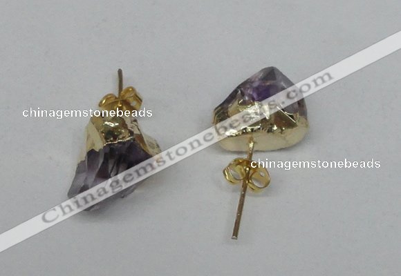 NGE12 8*12mm - 10*15mm faceted nuggets amethyst earrings wholesale