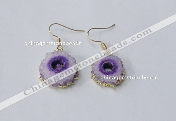 NGE122 8*12mm - 12*16mm freeform druzy agate gemstone earrings