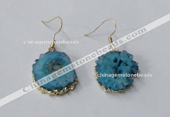 NGE132 18*20mm - 20*25mm freeform druzy agate gemstone earrings