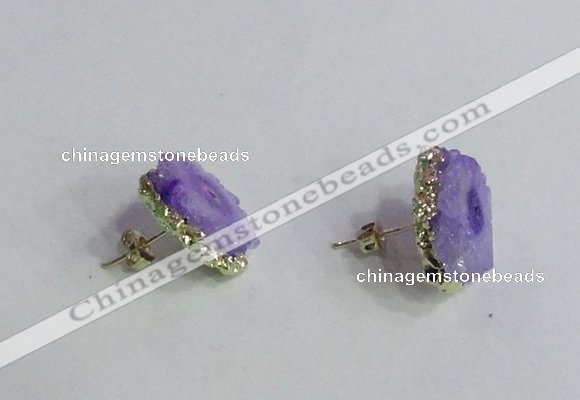 NGE140 12*14mm - 15*18mm freeform druzy agate gemstone earrings