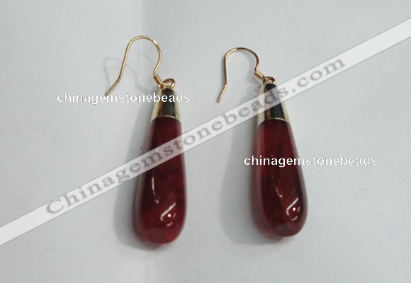 NGE15 10*40mm teardrop agate gemstone earrings wholesale