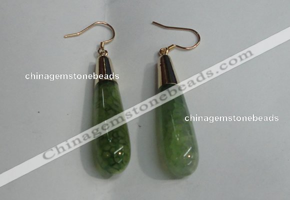 NGE16 10*40mm teardrop agate gemstone earrings wholesale