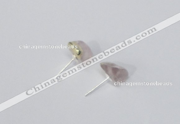 NGE166 4*6mm – 5*8mm freeform rose quartz gemstone earrings