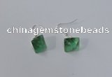 NGE176 8*10mm - 10*12mm faceted nuggets fluorite gemstone earrings