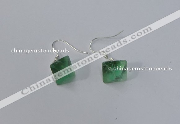 NGE176 8*10mm - 10*12mm faceted nuggets fluorite gemstone earrings