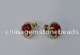 NGE178 10mm flat round agate gemstone earrings wholesale