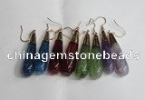 NGE18 10*40mm teardrop mixed agate gemstone earrings wholesale