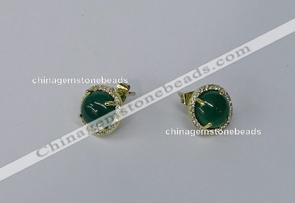 NGE180 10mm flat round agate gemstone earrings wholesale