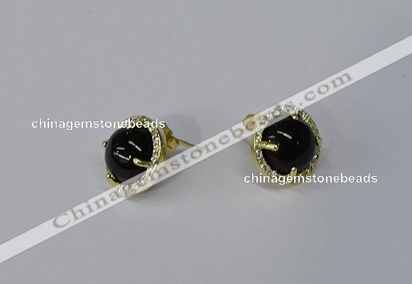 NGE181 10mm flat round agate gemstone earrings wholesale