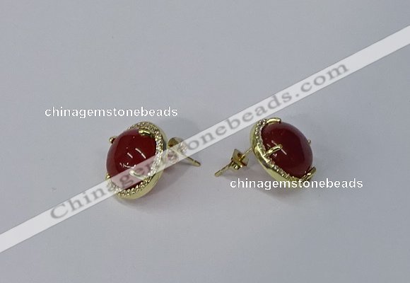 NGE183 12mm flat round agate gemstone earrings wholesale