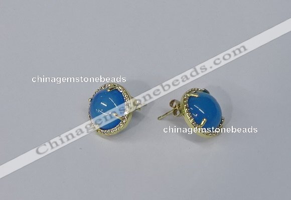 NGE184 12mm flat round agate gemstone earrings wholesale