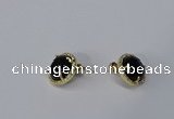 NGE186 12mm flat round agate gemstone earrings wholesale