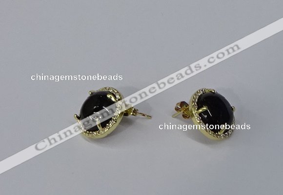 NGE186 12mm flat round agate gemstone earrings wholesale