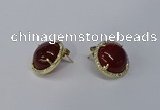 NGE188 15mm flat round agate gemstone earrings wholesale