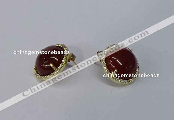 NGE188 15mm flat round agate gemstone earrings wholesale