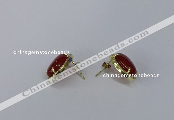 NGE195 10*14mm oval agate gemstone earrings wholesale