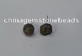 NGE217 8mm coin druzy agate gemstone earrings wholesale