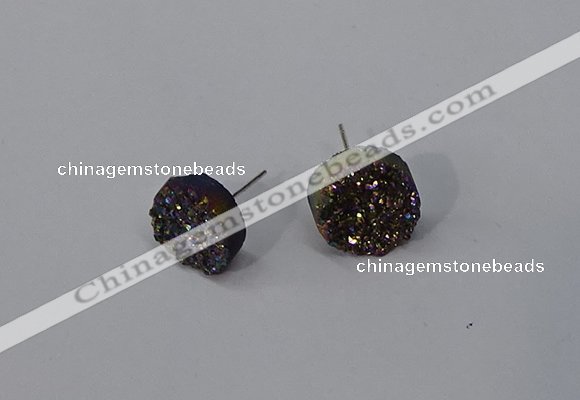 NGE223 12mm coin druzy agate gemstone earrings wholesale