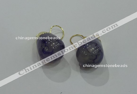 NGE235 15*20mm teardrop agate gemstone earrings wholesale