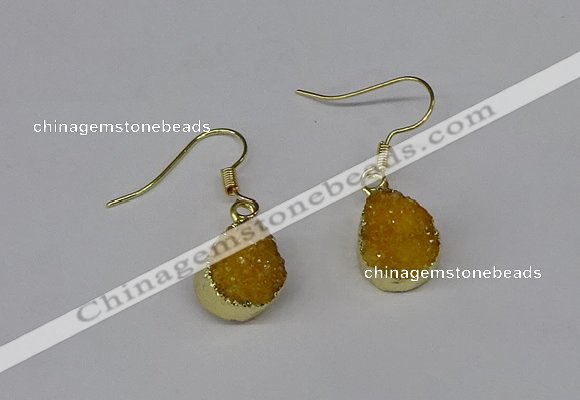 NGE243 10*12mm teardrop druzy agate gemstone earrings wholesale