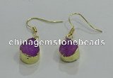 NGE244 10*12mm teardrop druzy agate gemstone earrings wholesale