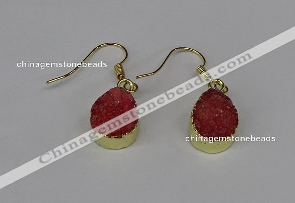 NGE245 10*12mm teardrop druzy agate gemstone earrings wholesale