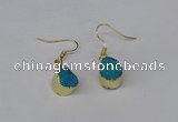 NGE246 10*12mm teardrop druzy agate gemstone earrings wholesale