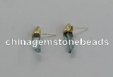 NGE255 5*18mm - 6*22mm sticks dyed white crystal earrings