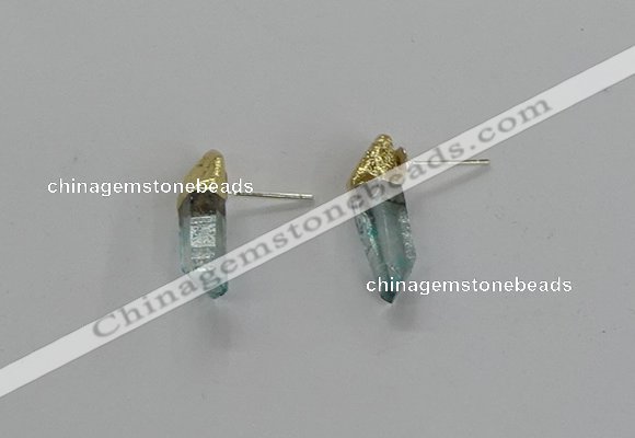 NGE255 5*18mm - 6*22mm sticks dyed white crystal earrings