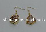 NGE258 13*18mm - 15*20mm freeform druzy agate earrings