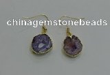 NGE259 13*18mm - 15*20mm freeform druzy agate earrings