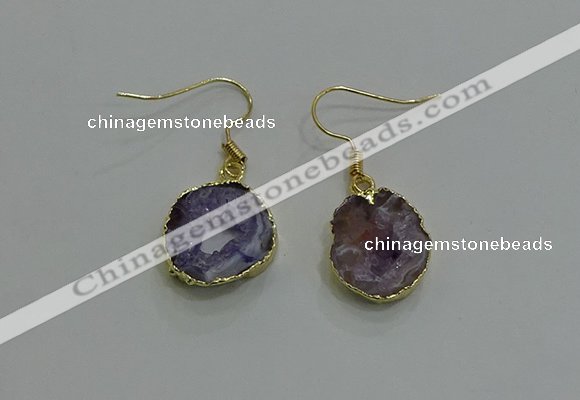 NGE259 13*18mm - 15*20mm freeform druzy agate earrings